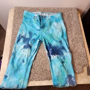 Rafaella Weekend Slimming Tie Dye Straight Leg Pants Blue Green‎ Size 16